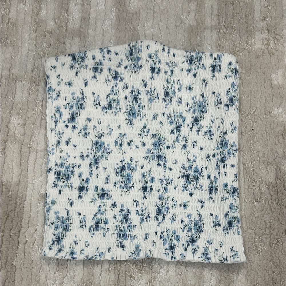 Garage Blue and White Textured Tank Top